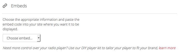 This is a white screenshot of Embed codes.